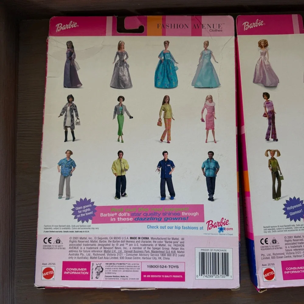 Vintage 2001 Barbie Fashion Avenue Paparazzi Pizzazz & Paris Film Festival Gowns